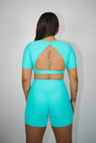 Sea Green Sleeve Crop Top