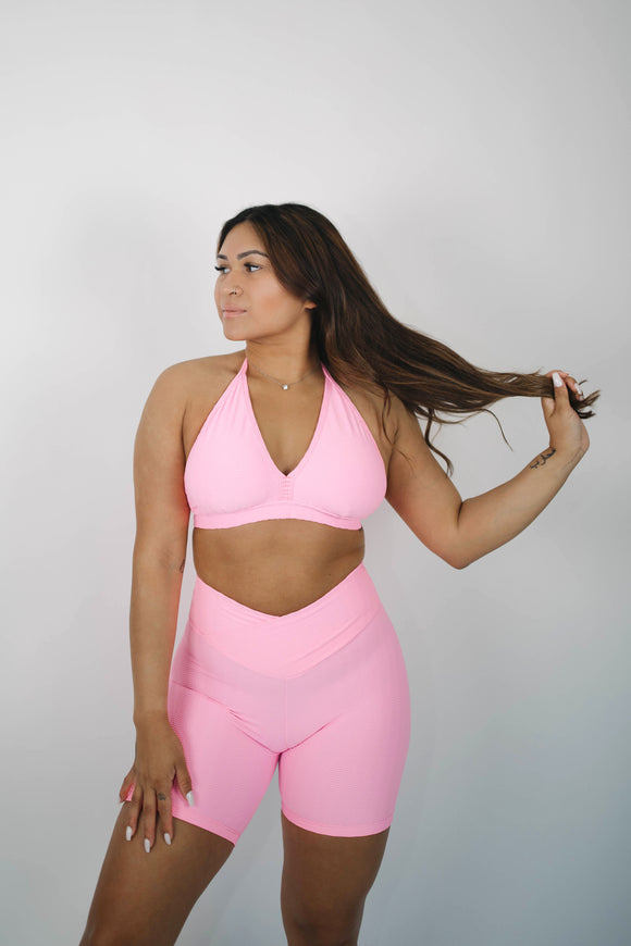 Bright Pink Triangle Halter Top