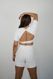 White Sleeve Crop Top