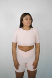 Peach Sleeve Crop Top