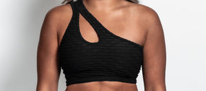 Black One Shoulder Sports Bra