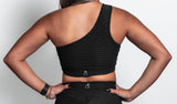 Black One Shoulder Sports Bra