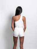 White Bubble Scrunch Shorts